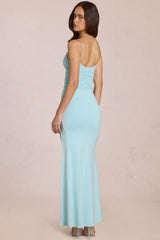 Deep V-Neck Maxi Dress in Soft Aqua