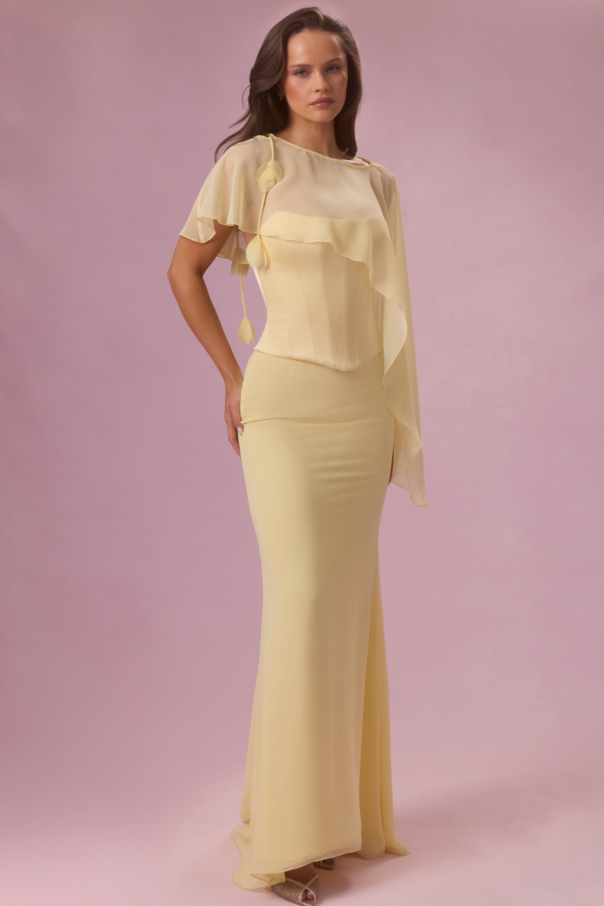 Chiffon Cape in Butter Yellow